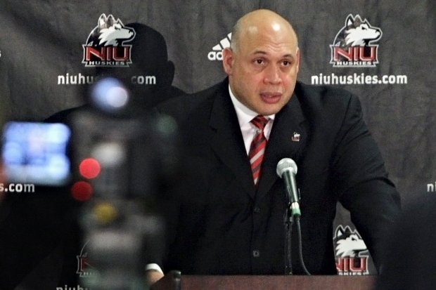 Northern Illinois athletic director Sean Frazier fields questions during his introductory news conference July 16, 2013, in DeKalb, Ill. (Rob Winner/Daily Chronicle via AP)