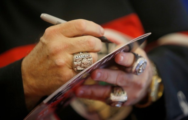 Blackhawks organist Frank Pellico signs autographs at the 9th Annual Blackhawks Convention Saturday, July 16, 2016 at the Hilton Chicago, 720 S. Michigan Ave. (Michael Tercha/Chicago Tribune) 2472654 - ct-spt-0717-blackhawks