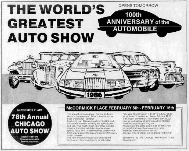 Less than a month after the Chicago Bears won Super Bowl XX, at least 11 players from the team were scheduled to appear at the Chicago Auto Show in McCormick Place in Feb. 1986. "No estimate is available for the effect of Bears player appearances on sales, but as one Buick representative said: 'Walter Payton will be one helluva draw, and we think that translates into interest in our product.'" (Chicago Tribune)