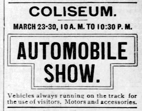 This advertisement for the first Chicago Auto Show published in the Tribune on March 26, 1901. (Chicago Tribune)