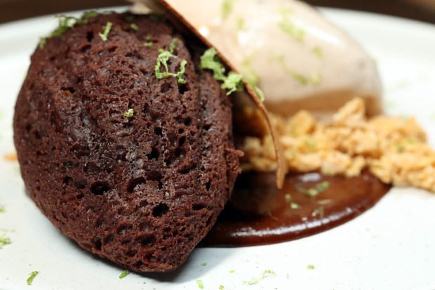 The mole cake at Mariscos San Pedro. (Terrence Antonio James/Chicago Tribune)