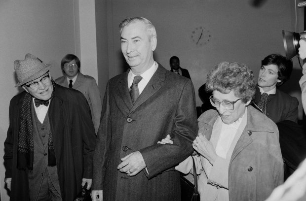 Charles Vorhees and his wife Eileen leave court in Chicago, March 26, 1984. Vorhees, brother of missing heiress Helen Vorhees Brach, have asked that she be declared "presumed dead," seven years after her disappearance. Mrs. Brach, with an estate worth $35 million, vanished in 1977. Vorhees is beneficiary of a $500,000 trust fund established in her will. (Mark Elias/AP)