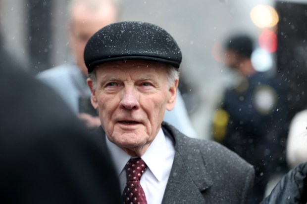 Former Illinois House Speaker Michael Madigan exits after the jury delivered a partial verdict in his and former lobbyist Michael McClain's corruption trial at the Dirksen U.S. Courthouse on Feb. 12, 2025. (Audrey Richardson/Chicago Tribune)