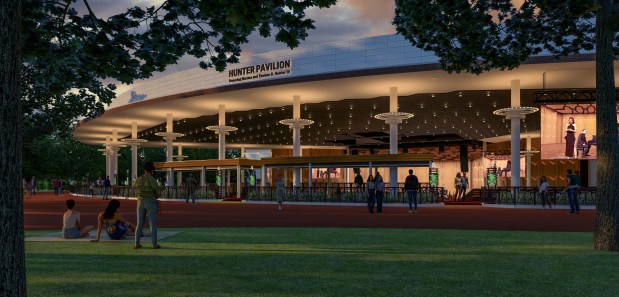 The Pavilion stage at Ravinia Festival in Highland Park will be updated as part of the first phase of a renovation of the music venue. Lohan Architecture will lead the project, with acoustic consulting by Threshold Acoustics and stage design consulting by Schuler Shook. (Renderings provided by Ravinia Festival)