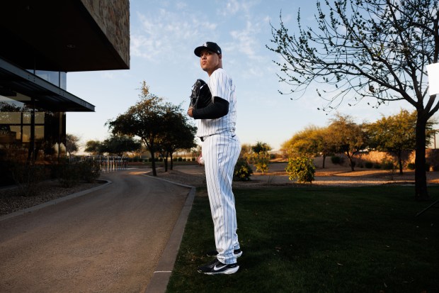 White Sox pitcher Wikelman Gonzalez poses for a portrait on photo day during spring training at Camelback Ranch on Feb. 20, 2025, in Glendale, Ariz. (Armando L. Sanchez/Chicago Tribune)