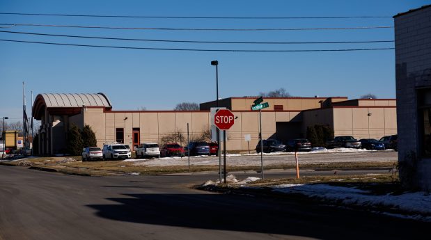 Vehicles sit outside the Clay County Justice Center home to a U.S. Immigration and Customs Enforcement detention center on Jan. 28, 2025, in Brazil. (Armando L. Sanchez/Chicago Tribune)