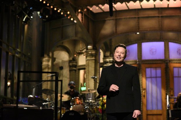 Elon Musk hosts Episode 1803 of "Saturday Night Live" on May 8, 2021. (Will Heath/NBC)