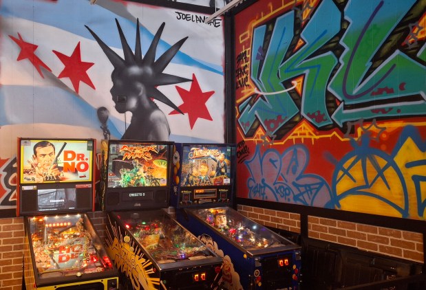 Retro pinball machines will be available at Legit Dogs & Ice in South Elgin when the restaurant opens in March, owner Matt Habib says. (Mike Danahey/The Courier-News)