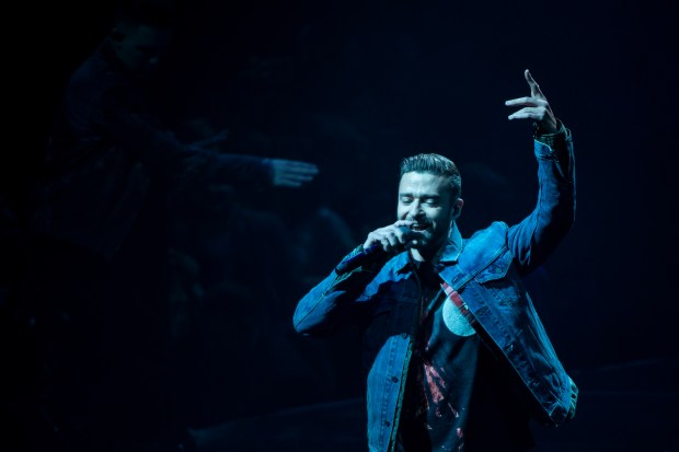 Justin Timberlake performs at Pepsi Center on Jan. 28, 2019 in Denver, Colorado. (Seth McConnell for the Denver Post)