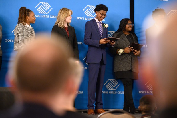 Boys and Girls Club of Northwest Indiana's Youth of the Year candidates are recognized during a program in Merrillville on Thursday, Feb. 27, 2024. (Kyle Telechan/for the Post-Tribune)