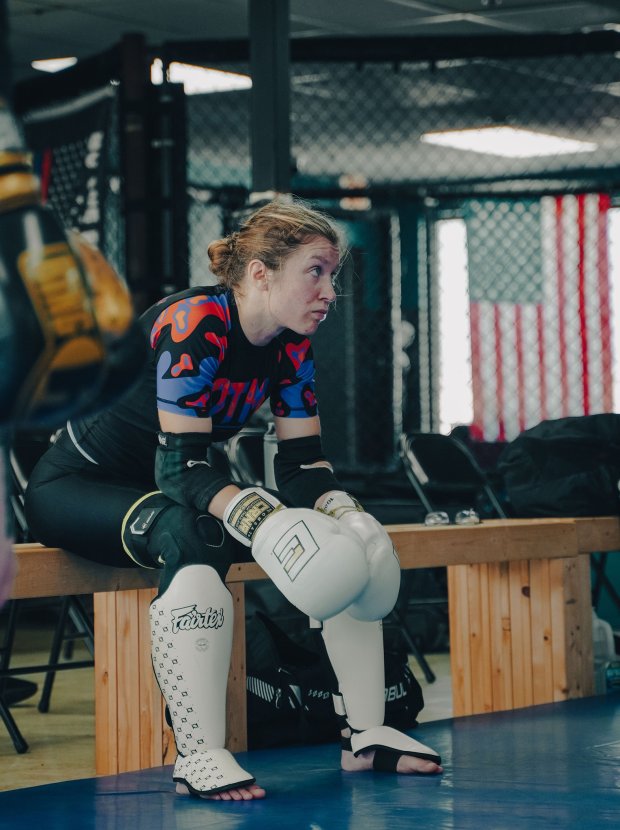 Shepard graduate Anna Somers, a mixed martial arts fighter from Crestwood, trains at Intercept MMA's gym in Forest Park. (Claire Yackley photo)