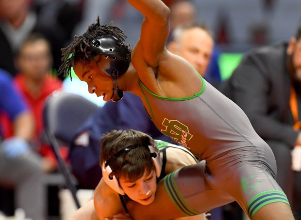 Grayslake Central's Vincent DeMarco grabs Notre Dame Prep's Ray Long