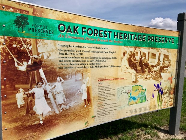 A 1.7-mile paved path through the Oak Forest Heritage Preserve offers insight into the area's past. For many years, the site was the location of a Cook County poor farm. A large pauper's grave is one of two indigent cemeteries. It contains the remains of more than 90,000 people. (Donna Vickroy/Daily Southtown)