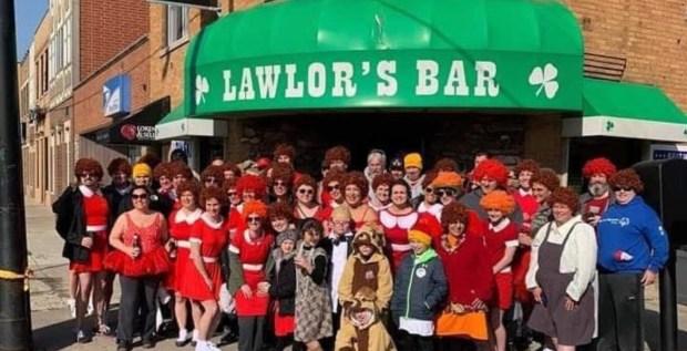 Members of Kidd's Krue gather after a previous Polar Plunge Chicago at Lawlor's Bar in Chicago's Mount Greenwood neighborhood. They estimate they've raised about $1 million for Special Olympics Illinois over the years. (Carrig family)