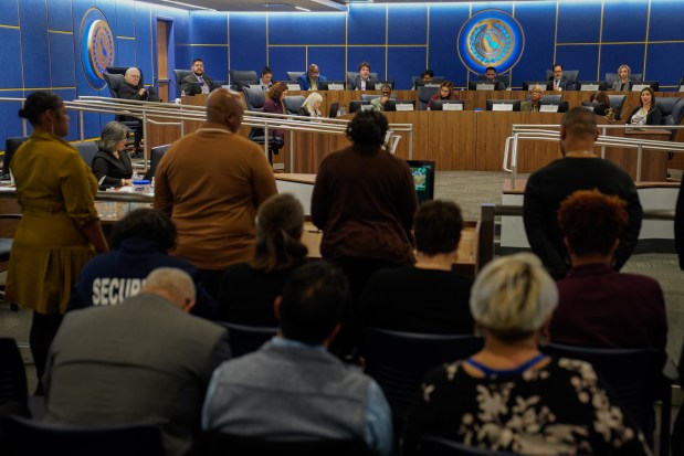 The Chicago Public Schools January board meeting takes place at the CPS central office Jan. 30, 2025. (Audrey Richardson/Chicago Tribune)