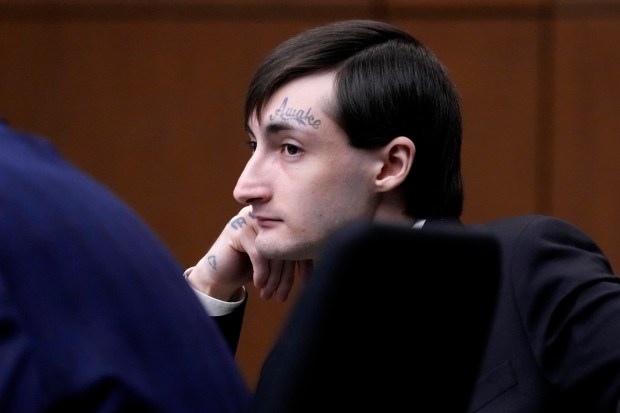 Robert Crimo III watches the jury selection process during the first day of his trial at the Lake County Courthouse in Waukegan on Feb. 24, 2025. (Nam Y. Huh/AP)