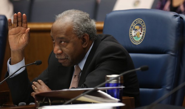 Cook County Commissioner Jerry "Iceman" Butler at a special meeting where the board approved the 2013 budget on Nov. 9, 2012. (E. Jason Wambsgans/Chicago Tribune)