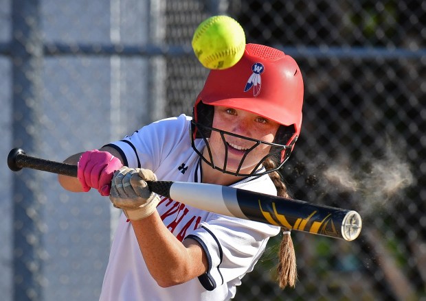 West Aurora's Keira Hayton takes some batting practice on Thursday, April 25, 2024, in Aurora.(Jon Cunningham/for The Beacon-News)