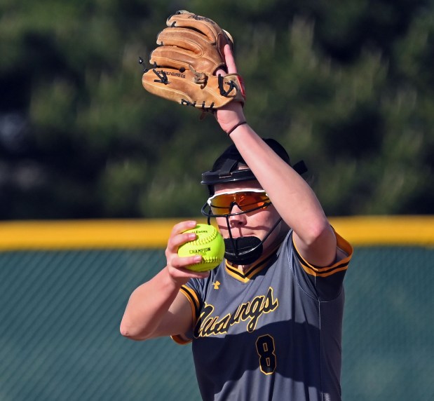 Metea Valley's Charlie Benesh pitches against Naperville Central