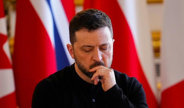 Ukrainian President Volodymyr Zelenskyy takes part in a plenary during the Securing our Future Summit on Ukraine and European security at Lancaster House in London, Sunday, March 2, 2025. (Sean Kilpatrick/The Canadian Press via AP)