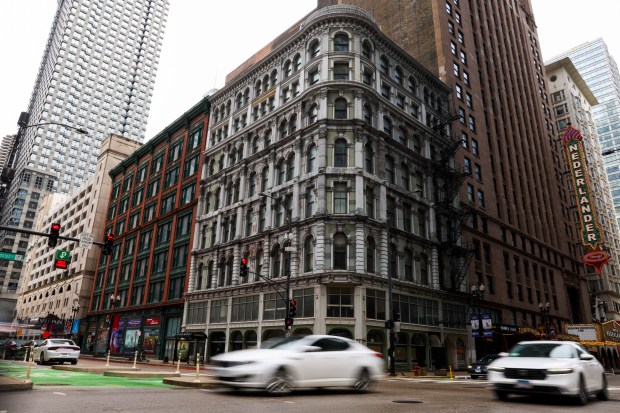 The Delaware Building, designed by architects Wheelock and Thomas, at 36 W. Randolph St. in the Loop, on March 4, 2025. (Eileen T. Meslar/Chicago Tribune)