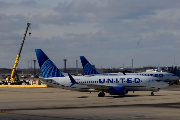 United Airlines planes at Chicago O'Hare International Airport on Dec. 3, 2024, in Chicago. (Stacey Wescott/Chicago Tribune)