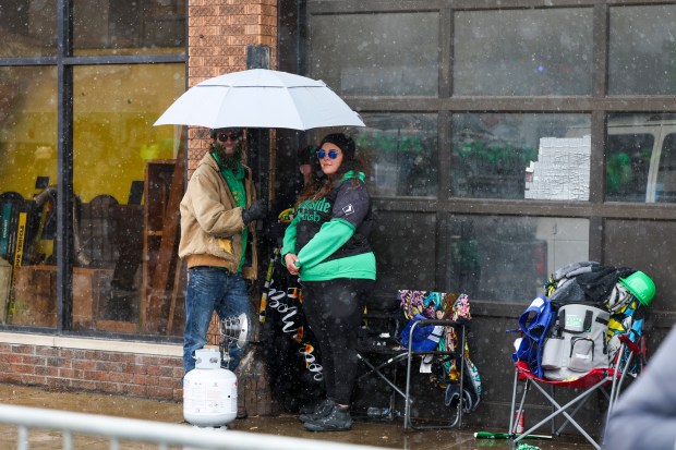 People attend the South Side Irish Parade in Beverly and Morgan Park on March 16, 2025. (Eileen T. Meslar/Chicago Tribune)