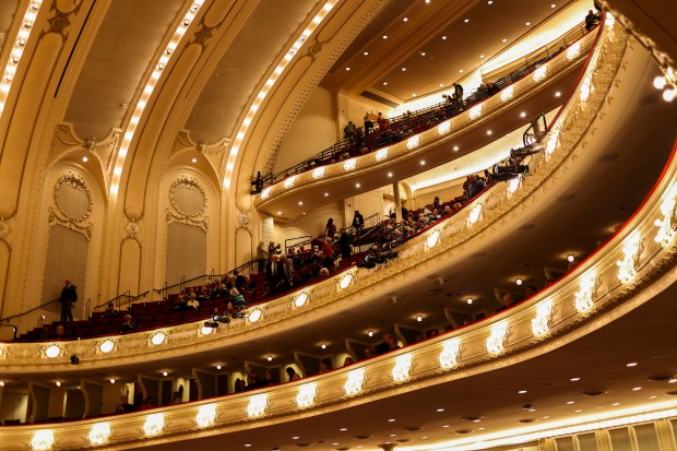 Audience members take their seats in Orchestra Hall at Symphony Center in Chicago on Oct. 31, 2024, before a concert conducted by music director emeritus Riccardo Muti. (Armando L. Sanchez/Chicago Tribune)