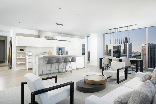 This three-bedroom, two-and-a-half-bath home in The Residences at The St. Regis Chicago recently went on the market for almost $3 million. (RM Luxury Group)