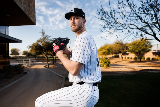 Chicago White Sox pitcher Sean Burke poses for a portrait on photo day during spring training at Camelback Ranch Thursday Feb. 20, 2025, in Glendale, Ariz. (Armando L. Sanchez/Chicago Tribune)