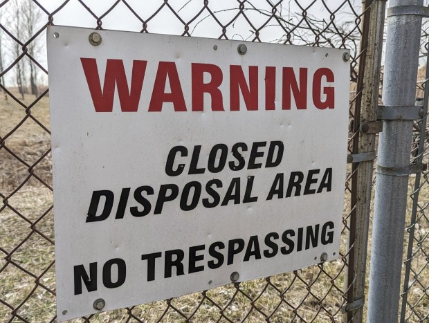 A sign at the former Federated Metals smelting plant on the border of Hammond and Whiting warns visitors to not trespass on an area of the property that is heavily contaminated with lead and other toxic chemicals. The U.S. Environmental Protection Agency has proposed that the property belongs on the Superfund National Priorities List, a list of sites where releases of contamination pose significant human health and environmental risks. (Christin Nance Lazerus / Post-Tribune)