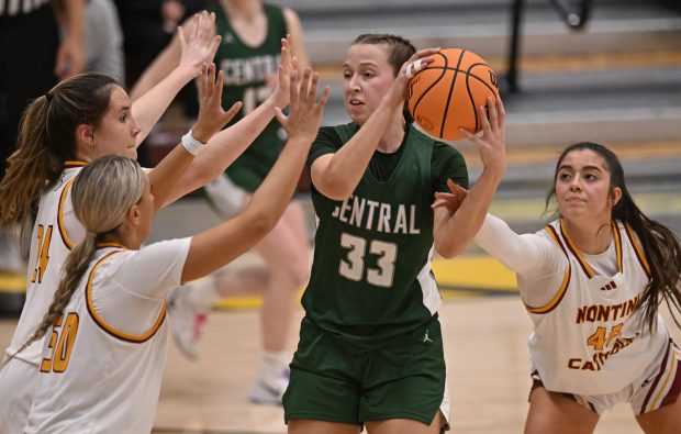 Grayslake Central's Madison Hoffmann looks to pass the ball