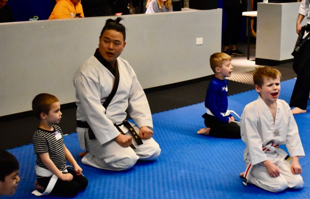 Children as young as age 4 learn taekwondo from headmaster Inhun Baek and other instructors at Kingdom Martial Arts in Naperville. (Steve Metsch/Naperville Sun)