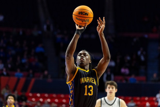 Warren's Javerion Banks shoots a free throw during the Class 4A state championship game