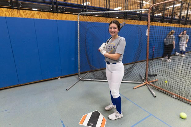 Sandburg's Gianna Shoenecker (1) poses for a portrait in Orland Park on Wednesday March 19, 2025. (Troy Stolt for the Daily Southtown)