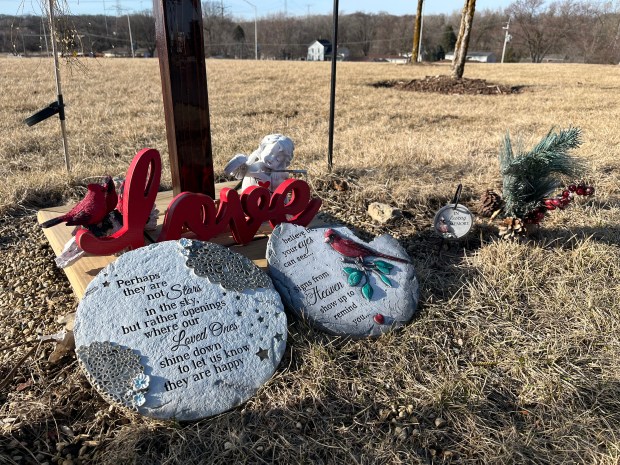 Charles Baird's memorial outside Circle K in New Lenox where he was fatally shot on May 11, 2020. (Samantha Moilanen / Daily Southtown)