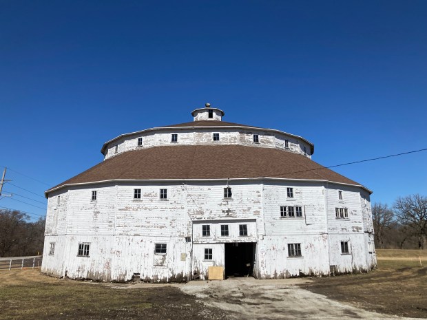 The Manhattan Round Barn in Will County March 5, 2025. Said to have been constructed in the 1890s from wood salvaged from Chicago's Columbian Exposition of 1893, the Round Barn will be refurbished this year as part of a $2.5 million project by the Manhattan Park District. (Paul Eisenberg/Daily Southtown)