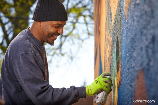 Artist Joe Nelson, who created new murals celebrating the stories of Chicago's Pullman neighborhood, is a native of Englewood and still lives in Chicago. (Dimitre Photography)