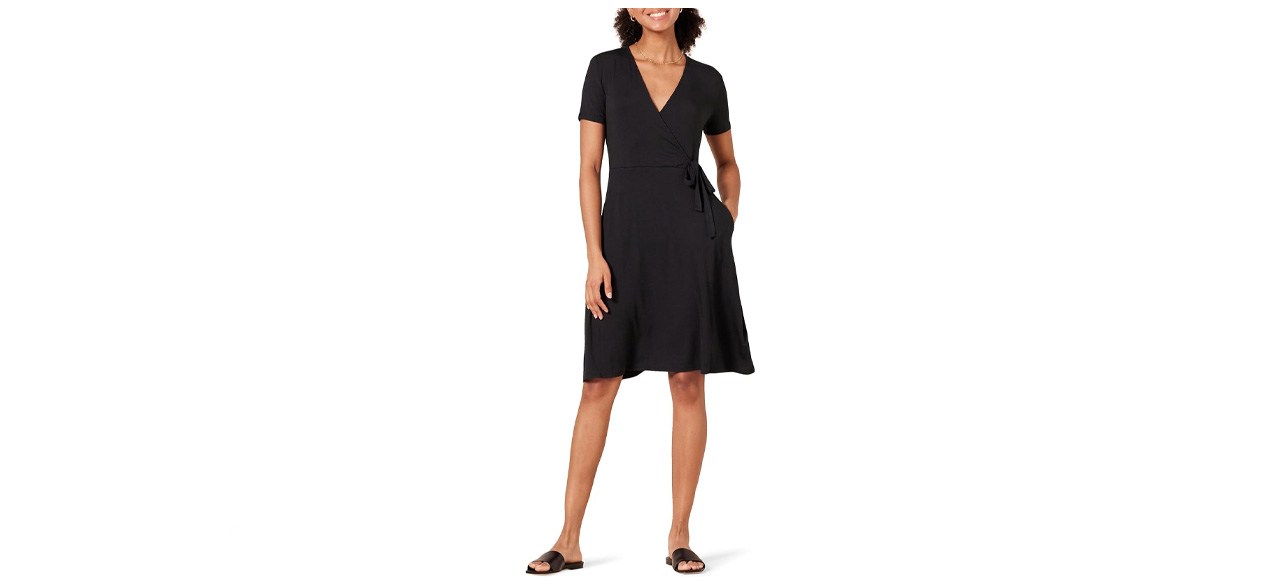 Amazon Essentials Women’s Cap-Sleeve Faux-Wrap Dress