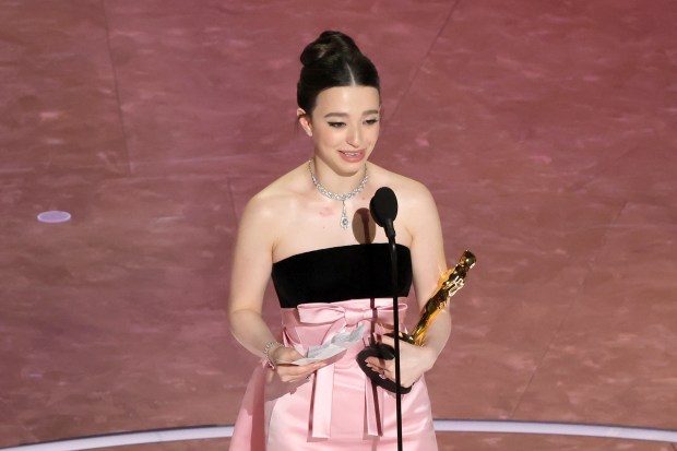 Mikey Madison accepts the Best Actress In A Leading Role award for "Anora" onstage during the 97th Annual Oscars at Dolby Theatre on March 02, 2025 in Hollywood, California.  (Photo by Kevin Winter/Getty Images)