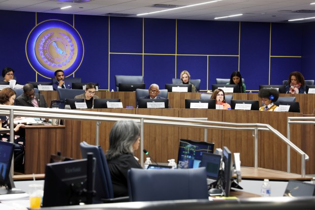 The Chicago Public Schools board holds its monthly meeting March 20, 2025. (Terrence Antonio James/Chicago Tribune)