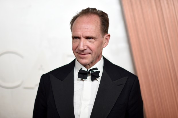 Ralph Fiennes arrives at the Oscars on March 2, 2025, at the Dolby Theatre in Los Angeles. (Richard Shotwell/Invision/AP)