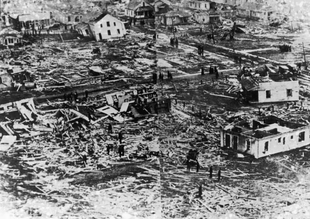 The ruins of the town of West Frankfort, Illinois, in the wake of the Great Tri-State Tornado in March 1925. (Topical Press Agency/Hulton Archive)