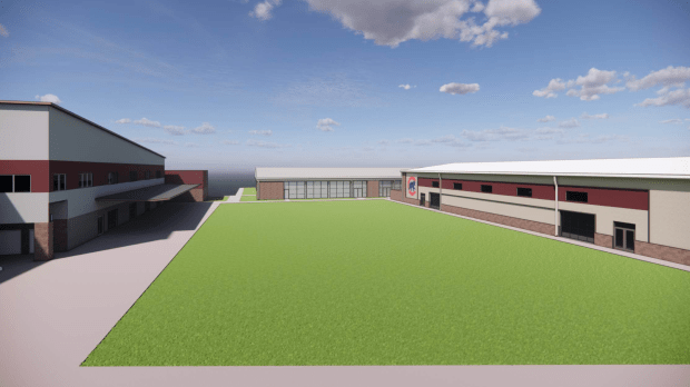 A rendering of the future women's locker room and performance lab at Chicago Cubs' Sloan Park in Mesa, Ariz.