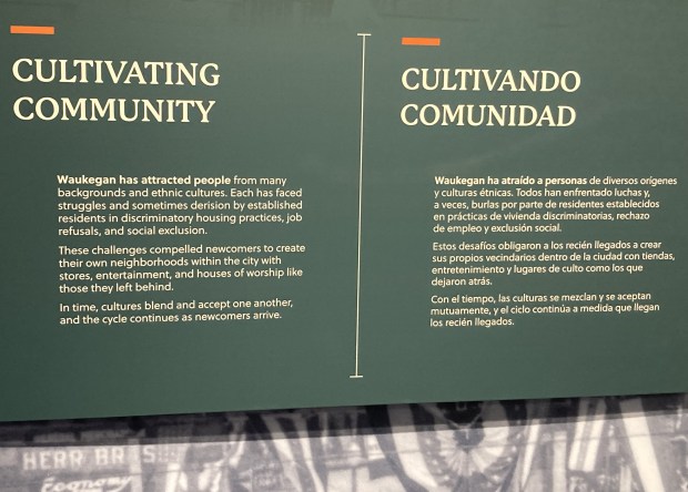 All signage in the Waukegan History Museum at the Carnagie is in both Spanish and English. (Steve Sadin/For the Lake County News-Sun)