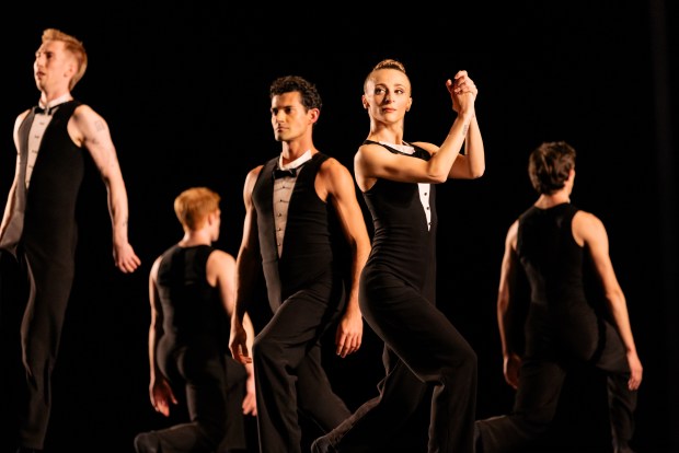 Twyla Tharp Dance's 60th anniversary "Diamond Jubilee" performance at the Harris Theater in Chicago is accompanied by Chicago-based Third Coast Percussion and flutist Constance Volk. (Kyle Flubacker)