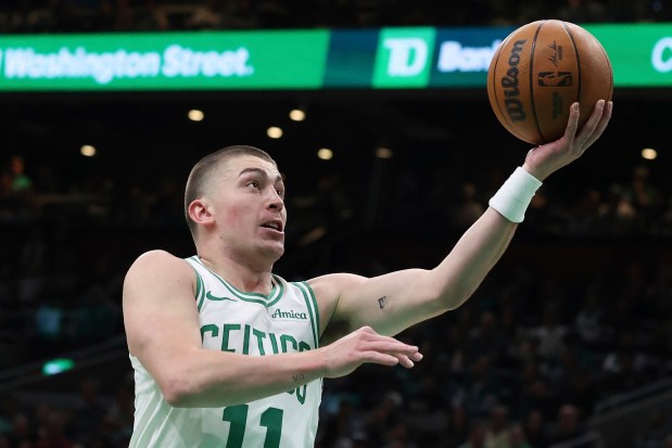 The Celtics' Payton Pritchard plays against the Magic during the first half in Game 1 of a first-round playoff series on April 20, 2025, in Boston. (AP Photo/Michael Dwyer)