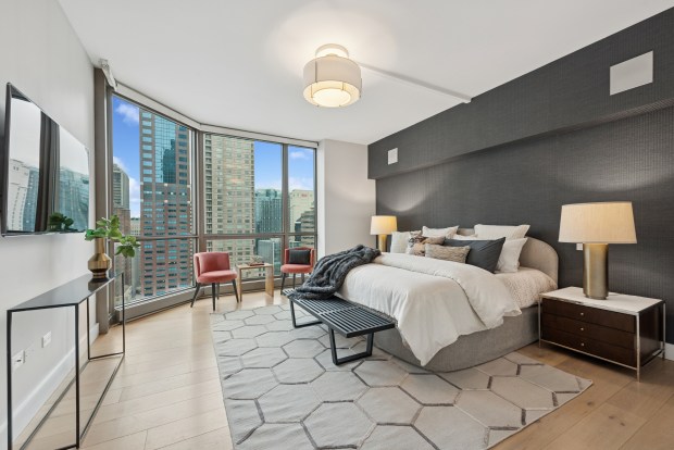 This Chicago condo at 21 E. Huron St., Unit 2005, comes with a Sub-Zero fridge, a beverage fridge and a wine fridge. (Jim Young)