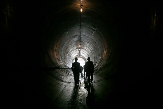 Metropolitan Water Reclamation District of Greater Chicago (MWRD) officially opens the Thornton Composite Reservoir in South Holland that is part of the Deep Tunnel project on Sept. 1, 2015. (José M. Osorio/Chicago Tribune)