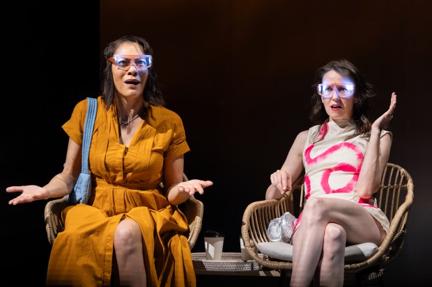 Amelia Workman and Kristen Sieh in "The Antiquities" in the Goodman's Owen Theatre. (Hugo Hentoff)